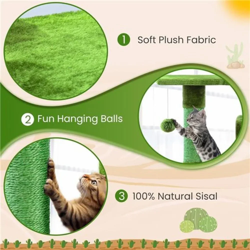 68 Inches Cat Tower 5 Tires Multi-Level Cat Condo with Cat Scratching Post